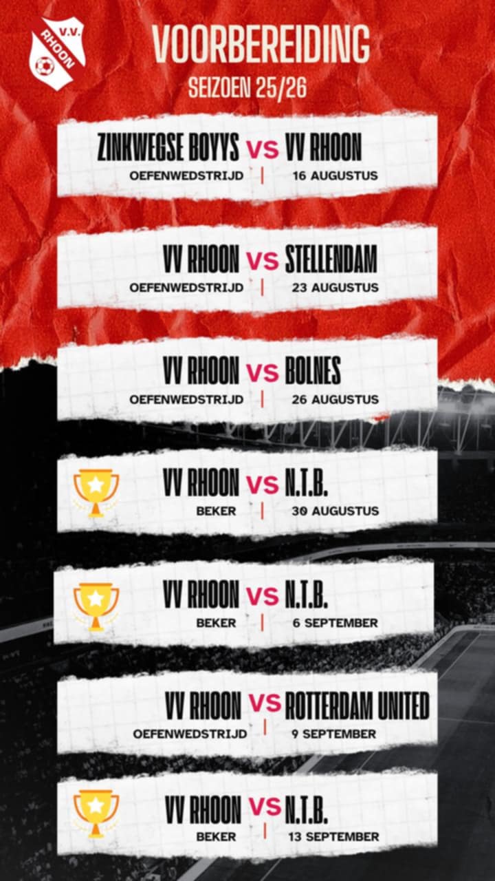 VOORBEREIDING SELECTIES V.V. RHOON
