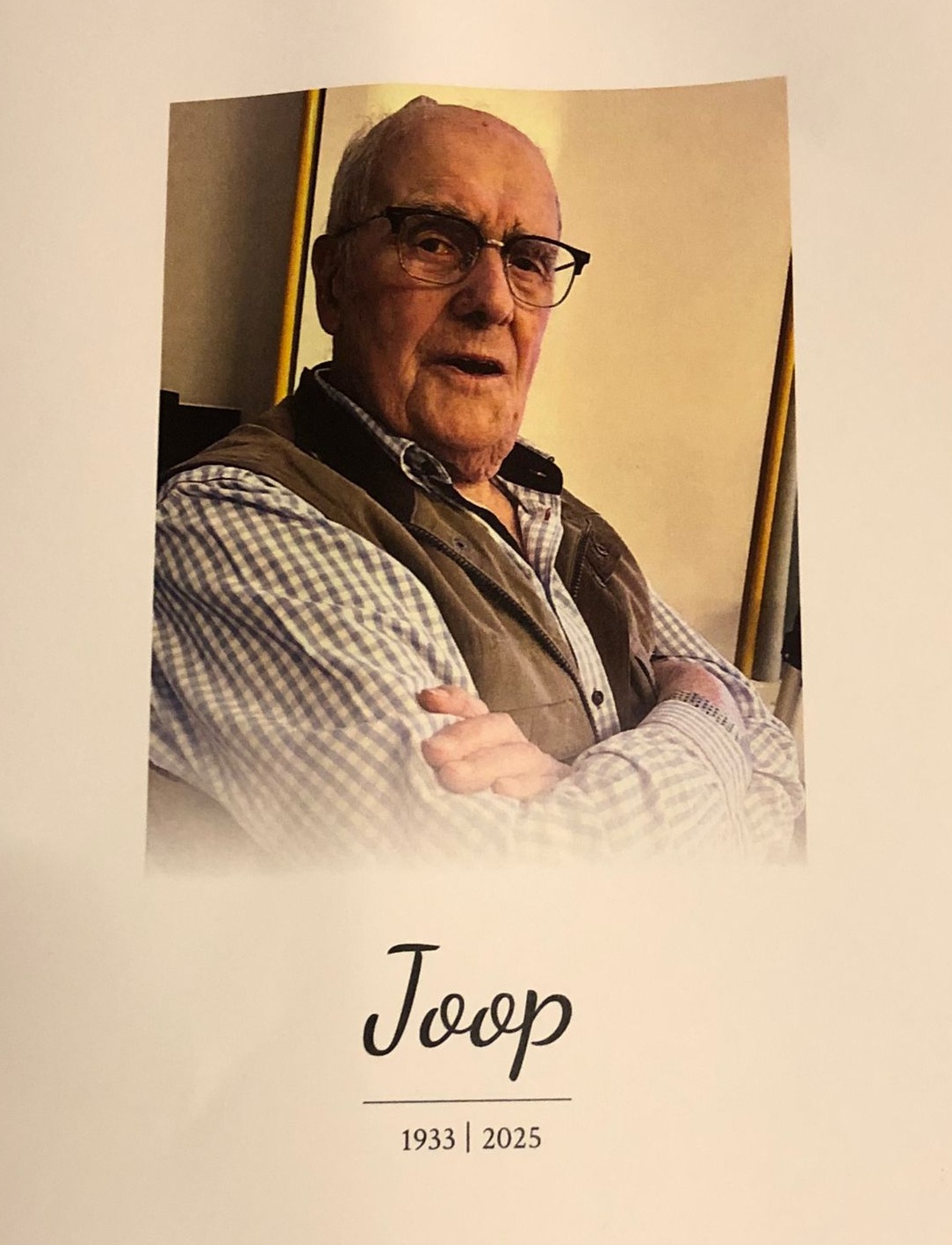 Bericht overlijden Joop Berkelaar